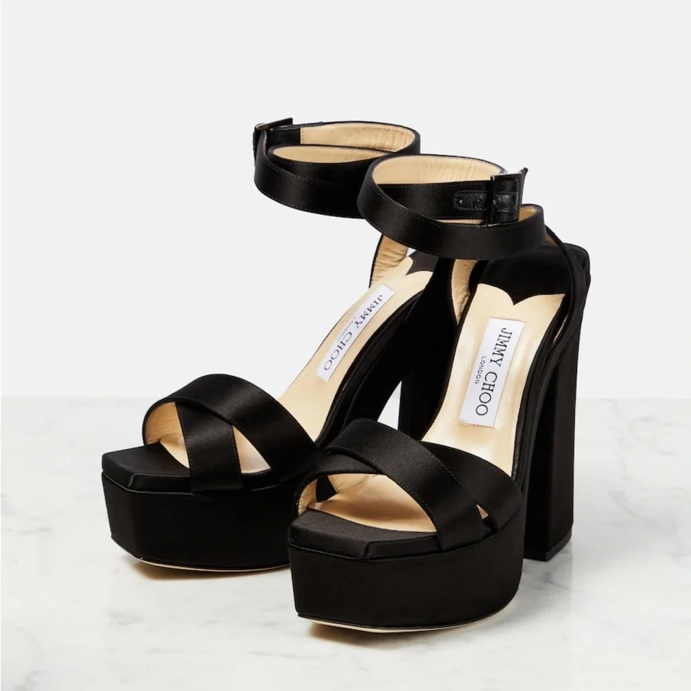 Jimmy Choo Gaia 140 Platform heeled sandals sz 37.5 - Picture 5 of 16